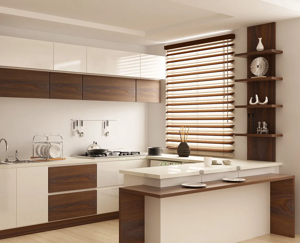 کابینت مدرن سفید و گردویی