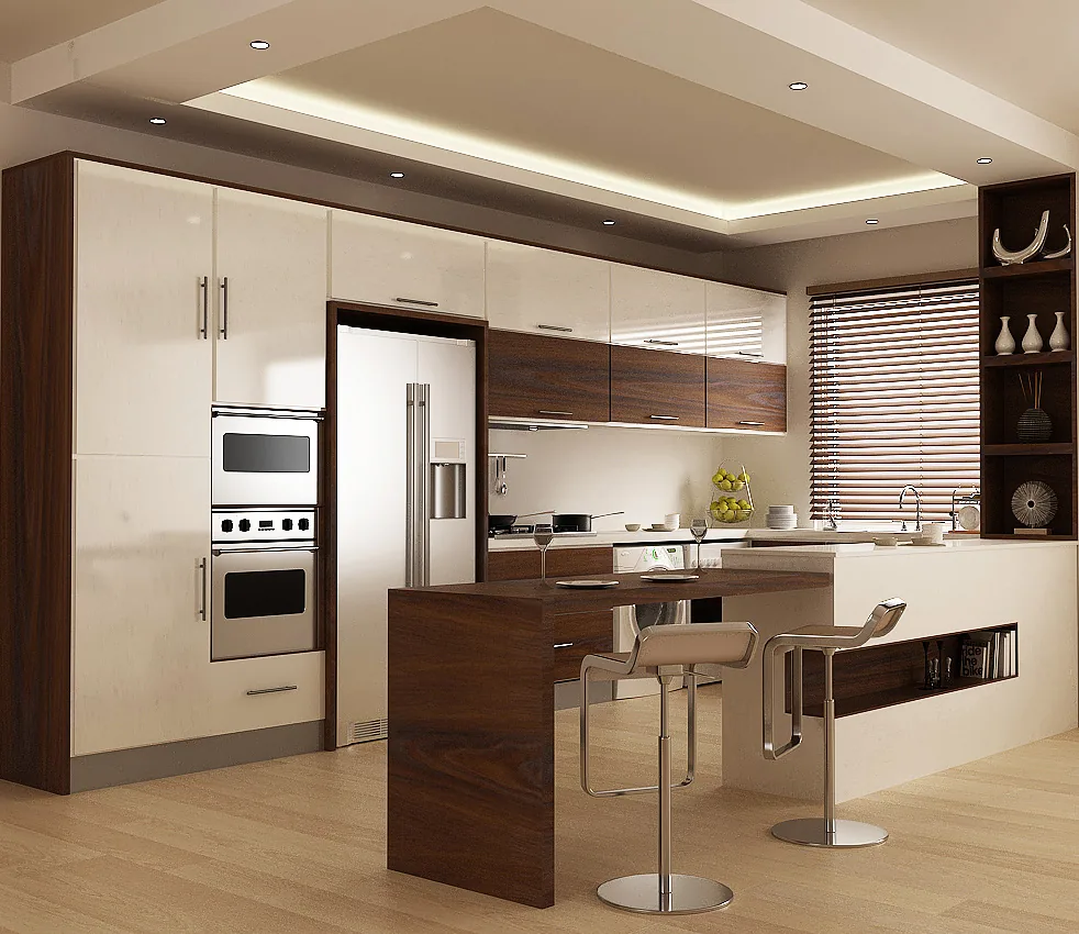 کابینت هایگلاس کرم و گردویی
